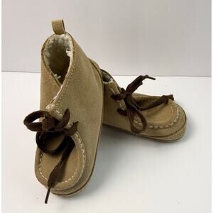 babyGap Khaki Shearling Lined Moccasin Boots Size 18-24M